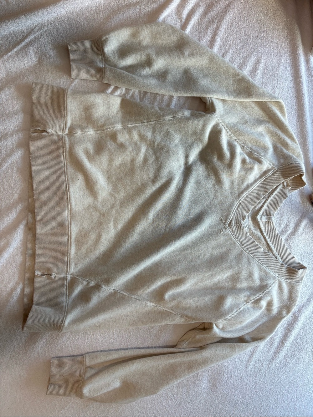 aerie Cream V-Neck Pullover Sweater